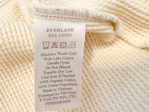 Everlane Organic Cotton Cream Waffle-Knit Pullover Sweater thumbnail 4