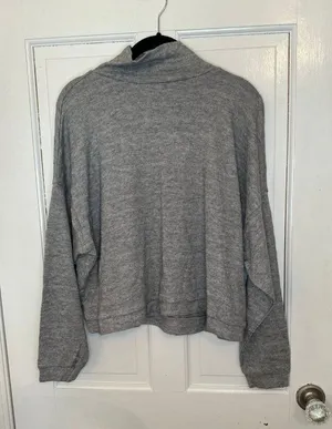 Lucky Brand Grey Turtleneck Sweater with Silver Metallic Stripes size XS NWT‎ thumbnail 1