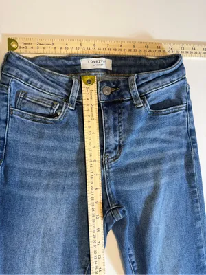 Lovervet by Vervet‎ High Rise Uneven Raw Hem Kick Flare Stretch Jeans Size 27 thumbnail 6