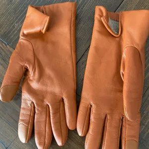 New Coach Leather and Wool Gloves, Sandstone thumbnail 5