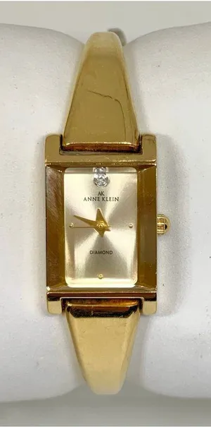 Anne Klein Diamond gold tone women watch 16mm rectangular quartz 6.5” running thumbnail 1