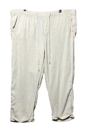 Caslon 100% Linen Pants Women M Beige Waist Drawstring Cropped Casual‎ thumbnail 1