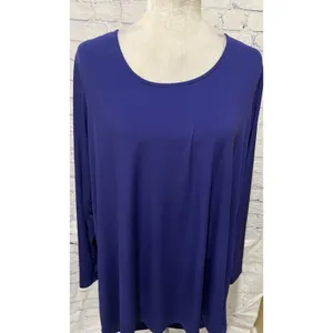 Simonton Says by George Simonton High Low Blue Long Sleeve Blouse Plus Size 1X thumbnail 2