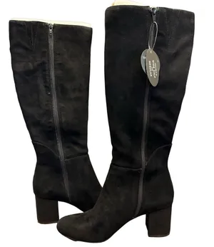 NWT INC Black Suede Knee High Boots Size 9 thumbnail 1