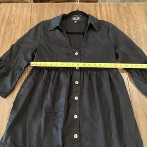 C'est Toi Flounce black 3/4 sleeve tiered Button down casual Swing Dress thumbnail 6