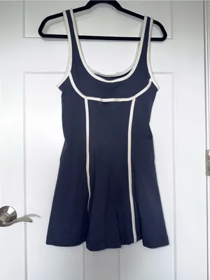 NWT Daily Practice Piped Mini Dress Black thumbnail 3