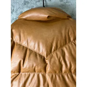 Avec Les Filles Over Sized Faux Leather Puffer Coat Cognac Brown S Anthropologie thumbnail 4