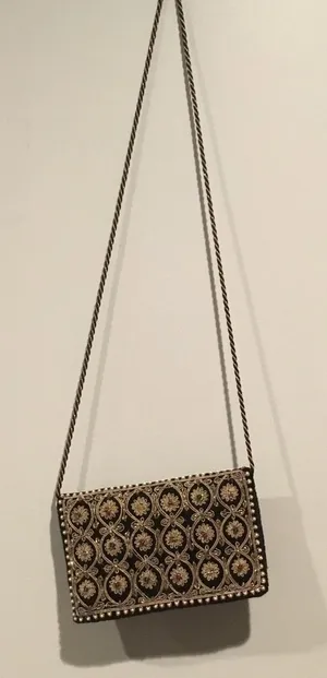 Vintage Beaded & Velvet Purse Gold thumbnail 1
