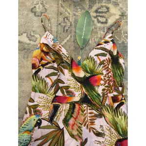 Farm Rio Into the Jungle Mini Dress Tropical Print, XS Linen $190 NWT thumbnail 9