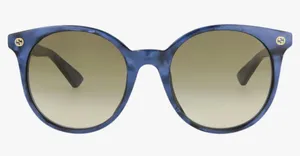 Gucci GG0091SA 004 urban round blue tortoiseshell acetate frame sunglasses brown lenses thumbnail 1