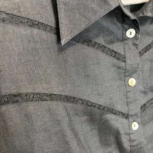 Toto N Ko Women’s Black Linen Western Style Button Front Shirt Lace Inset Sz 10 thumbnail 2