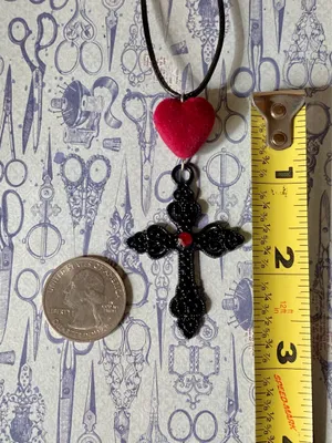 Handmade vintage antique goth heart & cross necklace✝️🖤 thumbnail 6