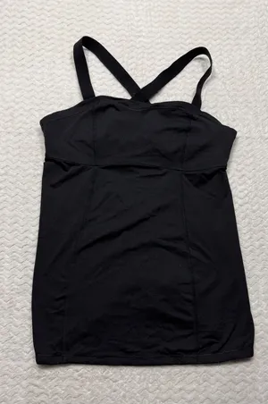 Lululemon Black Active Tank Top with Built-in Shelf Bra and Adjustable Straps thumbnail 1