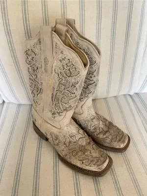 Corral A3397 Glitter Inlay & Crystal Bone Leather Western Boots 8.5 M thumbnail 4