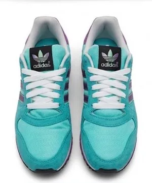 adidas Women's Teal and Purple Retro Running Shoes thumbnail 1