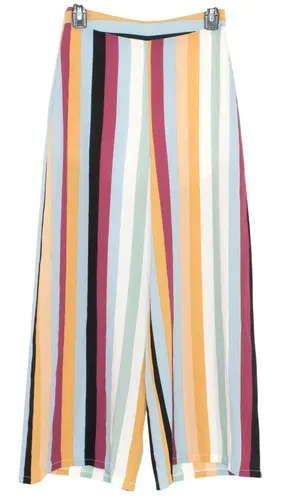 NWT Wide Leg Pants Crop Stripe High Rise Palazzo Culottes Retro 70s Mod Resort S thumbnail 1