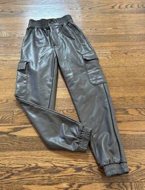 Abercrombie & Fitch Faux Leather Jogger cargo Pants - Brown, , XXS thumbnail 1