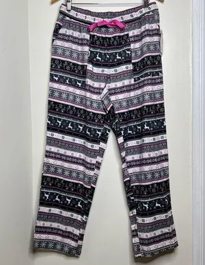 Joyspun Flannel Pajama Bottoms Multiprint Women’s Size Medium gray Pink NEW thumbnail 1