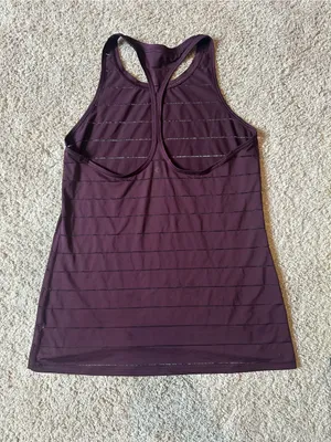 Athleta Racerback Tank Top in Deep Purple with Subtle Stripe Detail thumbnail 4