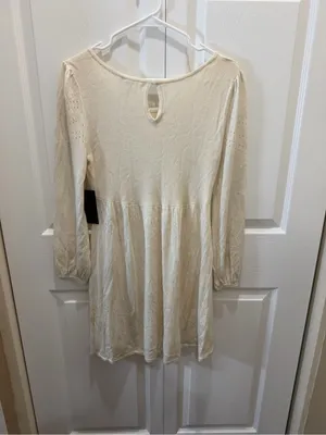 Alice + Olivia Cream Eyelet Babydoll Mini Dress Small NWT thumbnail 3