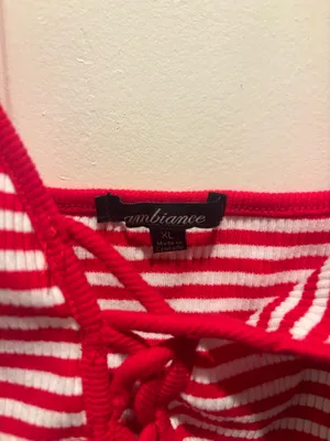 Red & White Stried Lace Up Tank Top thumbnail 3
