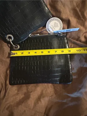 French Connection Black Croc-Embossed Slim double Wristlet with Ring Detail thumbnail 9