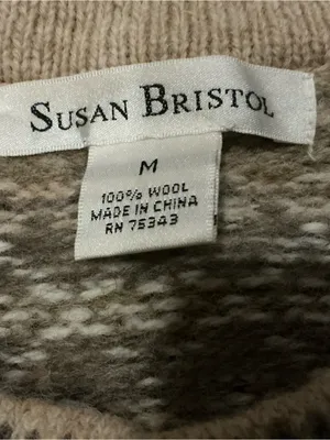Vtg Susan Bristol fair isle wool cardigan sweater Nordic pattern metal toggle thumbnail 4