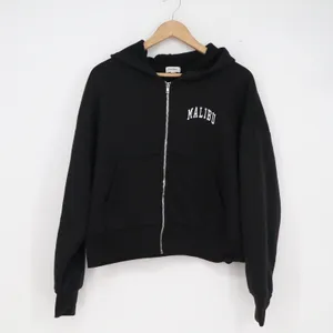 Faded Rose Malibu Health & Wellness Zip Up Hoodie Black Cropped Fleece XL thumbnail 2
