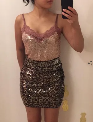 Intimissimi Sequin & lace camisole top. S thumbnail 2
