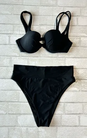 Aerie Black Women's High-Waist Bikini Set pool Beach Vacation thumbnail 1