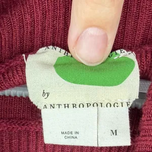 By Anthropologie Burgundy Merino Wool Blend Sleeveless Turtleneck Tunic Belted M thumbnail 3