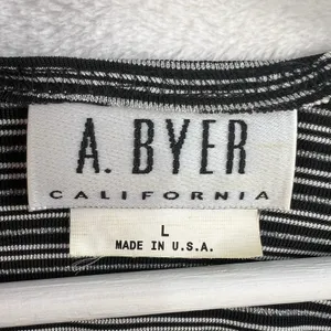 A Byer Vintage Y2K 90s Large Cardigan Single Button Metallic Striped Black White USA thumbnail 6