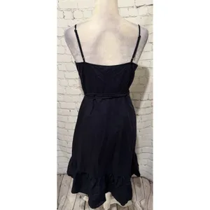 GAP Linen Navy Blue Ruffle Wrap Cami Cotton/Linen Dress navy blue Size Small thumbnail 5