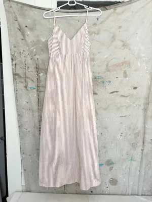 Quince 100% Organic Cotton Sleeveless Maxi Dress, Terracotta Stripe thumbnail 2
