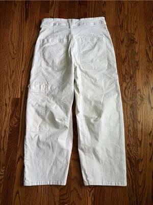Pilcro Anthropologie Millie Low-Slung Barrel Cargo Pants Ivory Size 28 thumbnail 6