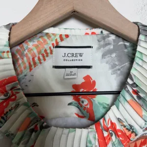J. Crew Collection‎ Women Rooster Top M White Pleated Button Front Top Novelty thumbnail 7