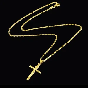 NEW 24k Yellow Gold Vermeil Crucifix Cross Pendant Necklace,‎ 16-18” thumbnail 7