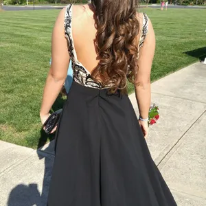 Jovani Black Plunging Embellished Prom Dress thumbnail 4