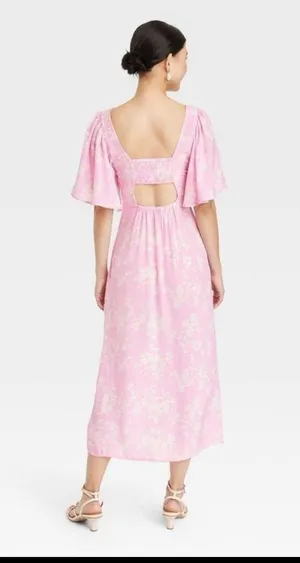 A New Day Women's Crepe Flutter Short Sleeve Midi Dress thumbnail 2