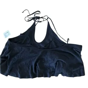 Free People Long Weekend Crop Tank Top Black, Size Medium, NWT thumbnail 2