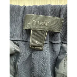J. Crew Size 0 Navy Blue Elastic Waist Career Cropped Pants‎ thumbnail 3