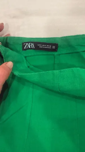Zara green linen skirt sz S thumbnail 2