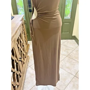 Beautiful Coffee-Colored Maxi Dress – Size S thumbnail 3