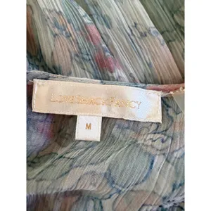 LoveShackFancy Floral Smocked Midi Dress Blue Pink Ruffle Size M thumbnail 4