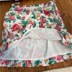 For Love & Lemons Becca Mini Skirt in Ivory With Pink Flowers size Medium thumbnail 8