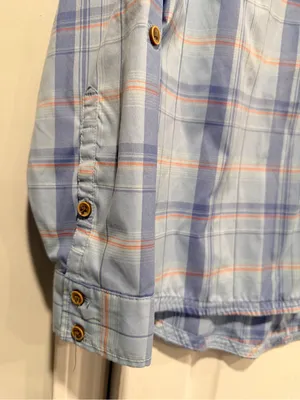 L.L. Bean Size S Blue Plaid Lightweight Button Up Hiking Camp Fish Outdoor Shirt thumbnail 3