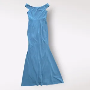 Lulus Mila Slate Blue‎ Ruffled Off-The-Shoulder Maxi Dress Size Small thumbnail 6