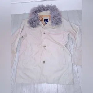 GAP VINTAGE 90’s Women’s Beige Puff Winter Jacket with Detachable Collar thumbnail 3