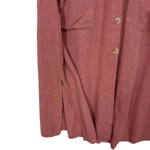 One Clothing Smocked Sundress Womens L Pink Button Up Linen‎ Blend Boho Cottage thumbnail 4