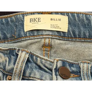 BKE Billie Slim Fit High Rise Horseshoe Barrel Jeans Light Wash Distressed 22x28 thumbnail 3